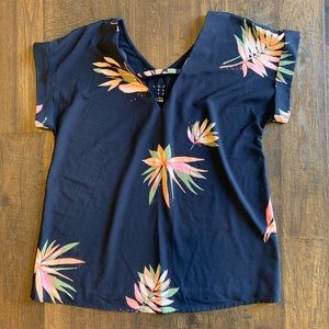 A New Day navy & floral print blouse